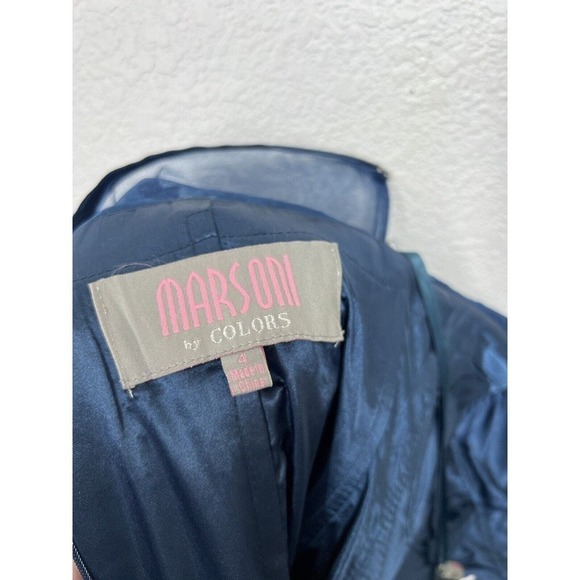 Marsoni By Colors Peacock Blue Lace Appliqué Evening Gown Size 4 Formal M237 - Picture 8 of 10